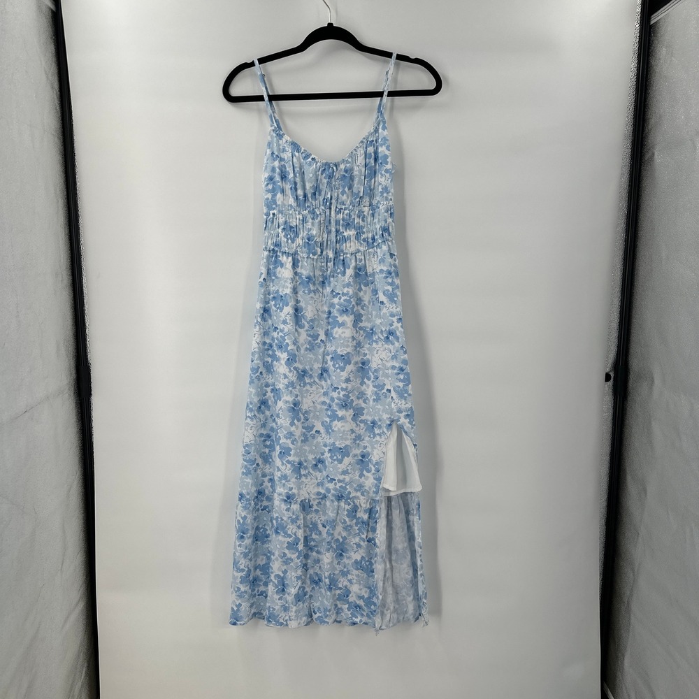 Hollister Floral Babydoll Maxi Dress Medium Floral Blue Coastal Romantic